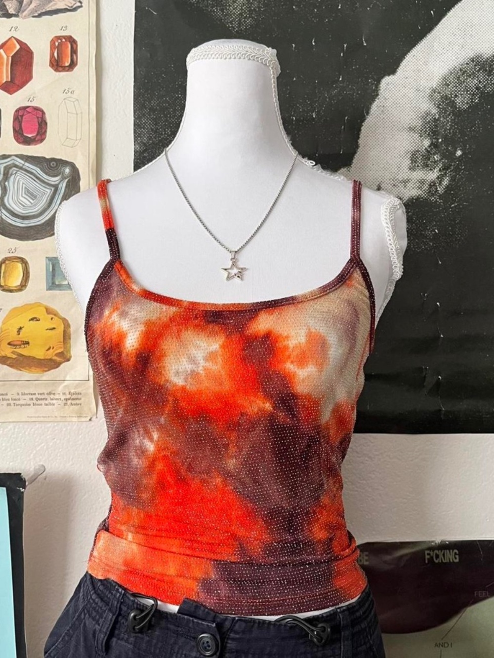 ⚡️ Y2K Tie-Dye Mesh Sparkly Cami ⚡️